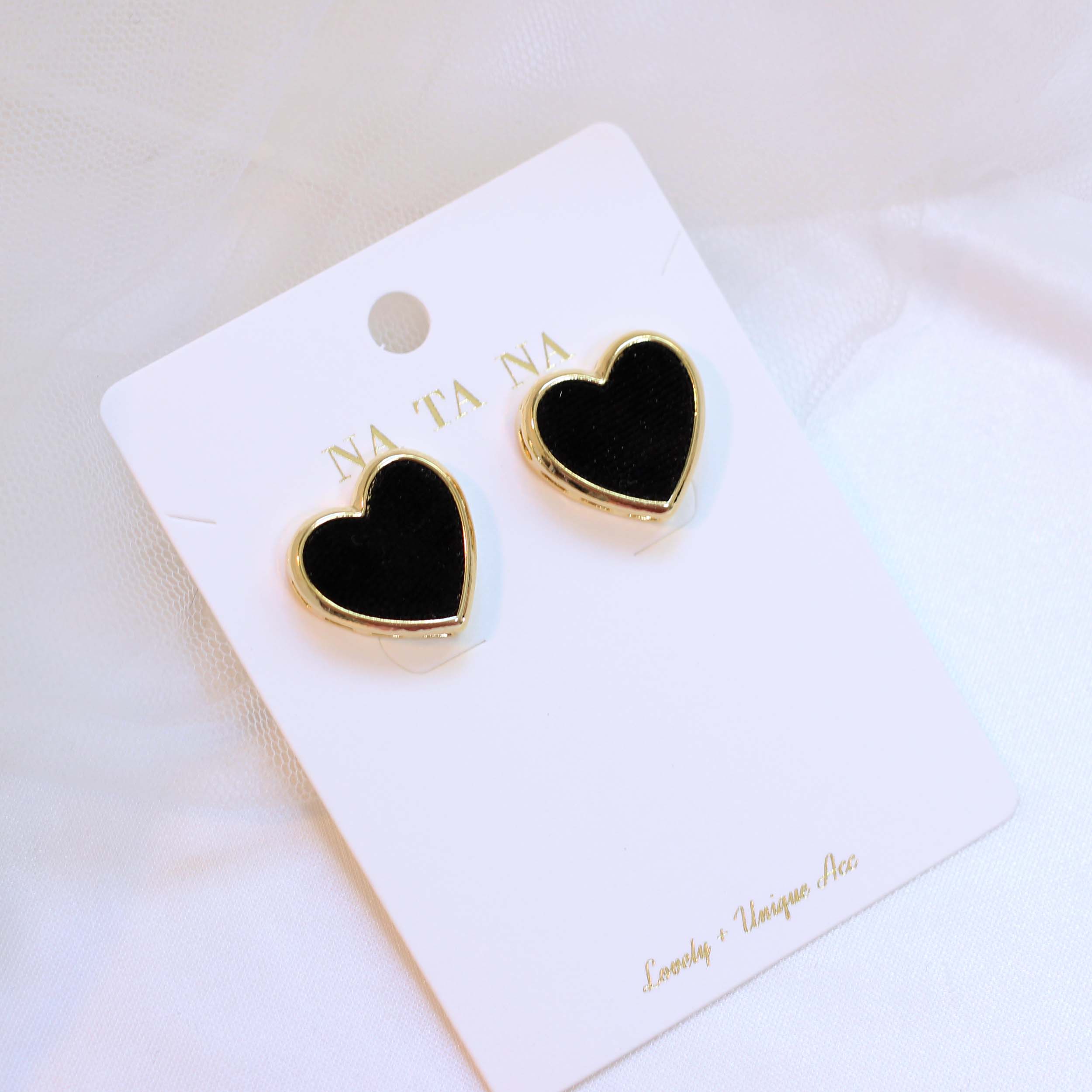 Velvet heart earrings tight 3color Winter Daily Mi