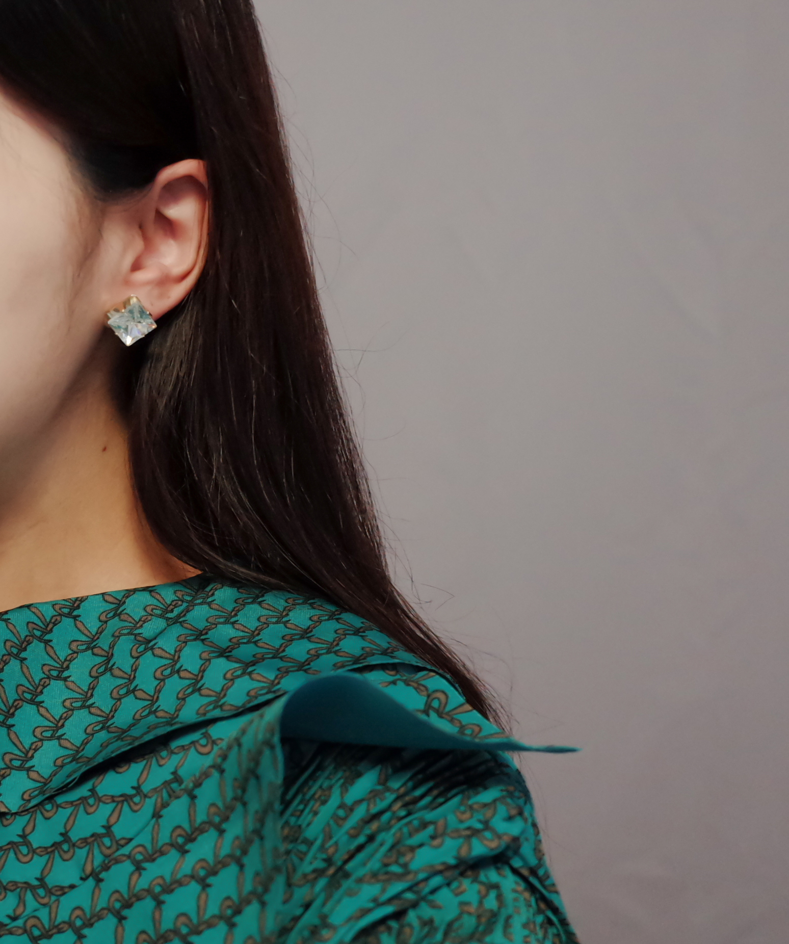 NO.57 Cubic Color Cubic Square Earrings Stylish Ch