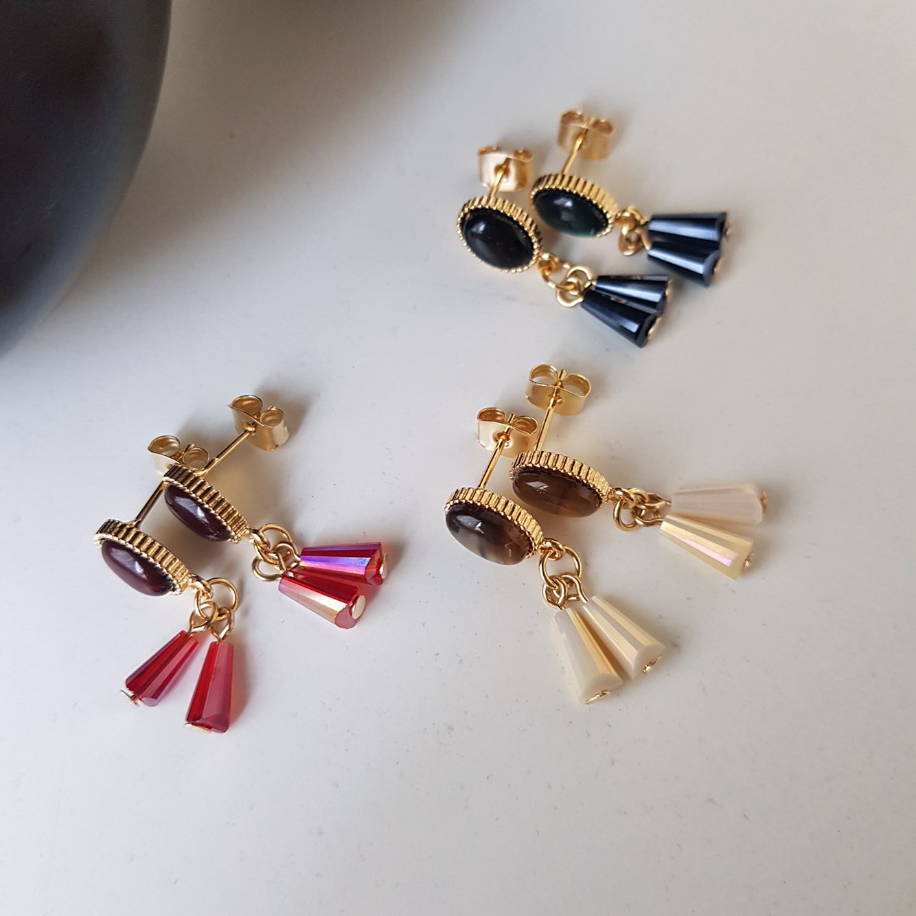 Crystal Pure Hommage Drop Earrings 3color Minimal 