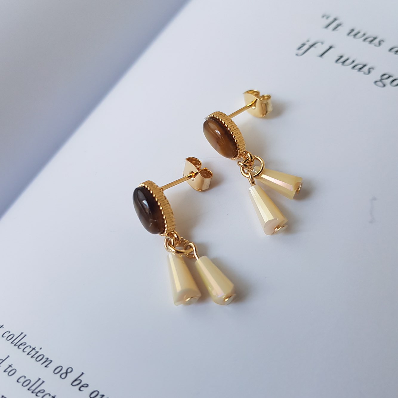 Crystal Pure Hommage Drop Earrings 3color Minimal 