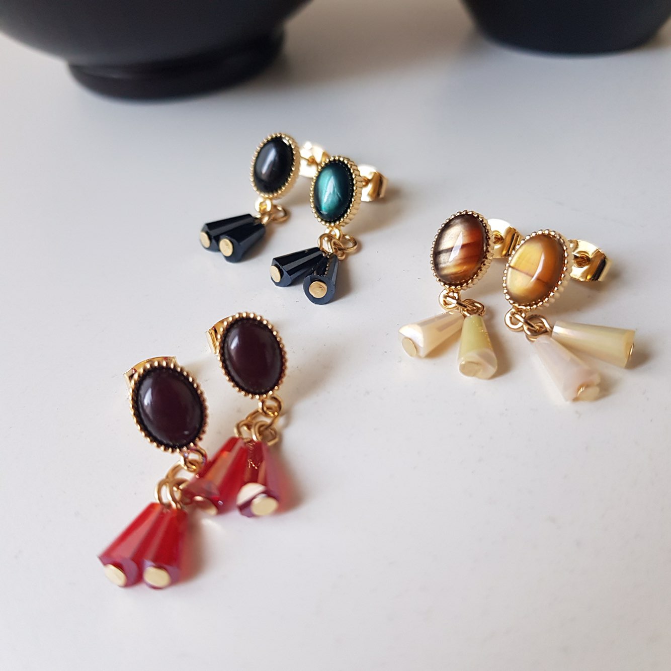 Crystal Pure Hommage Drop Earrings 3color Minimal 