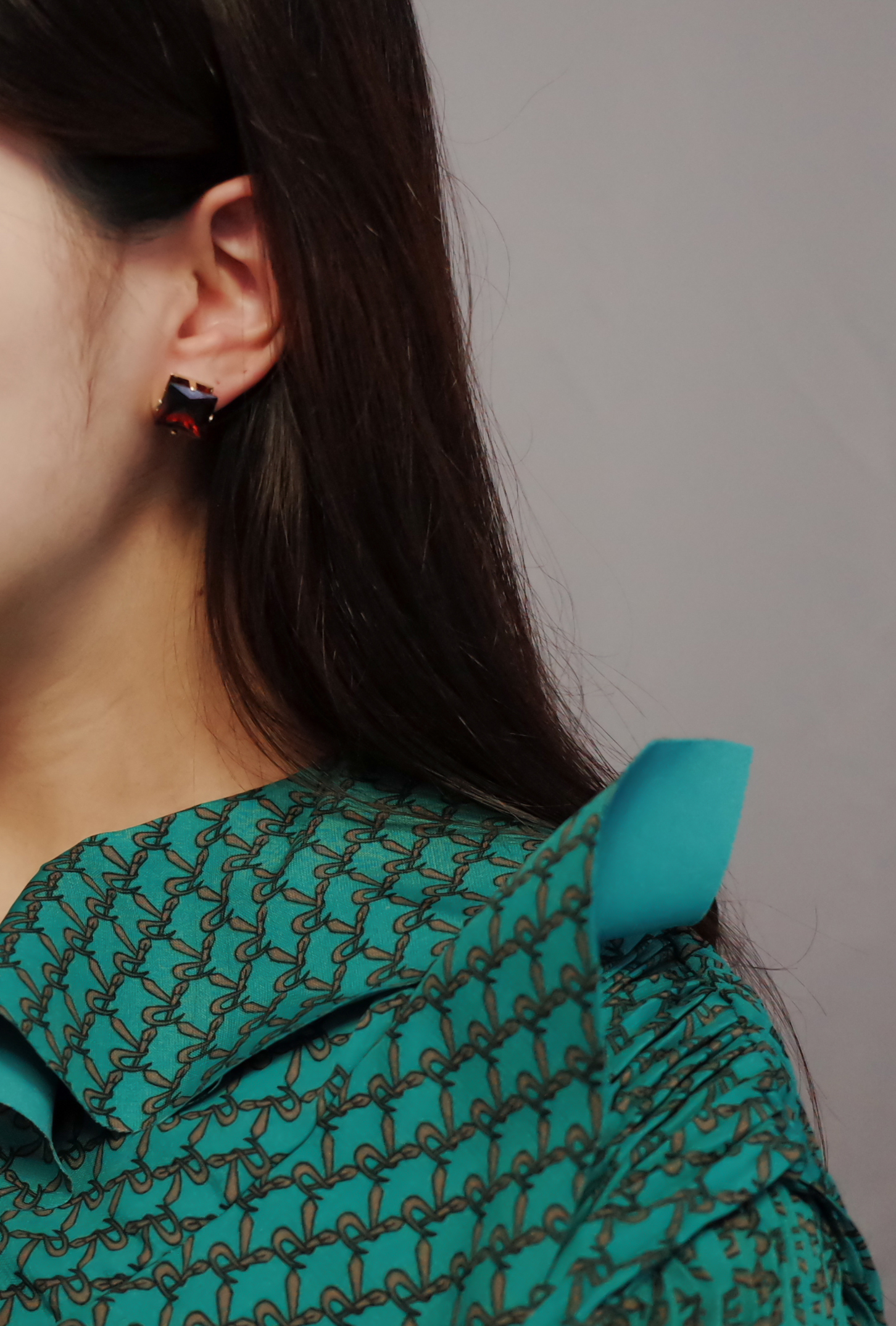 NO.57 Cubic Color Cubic Square Earrings Stylish Ch