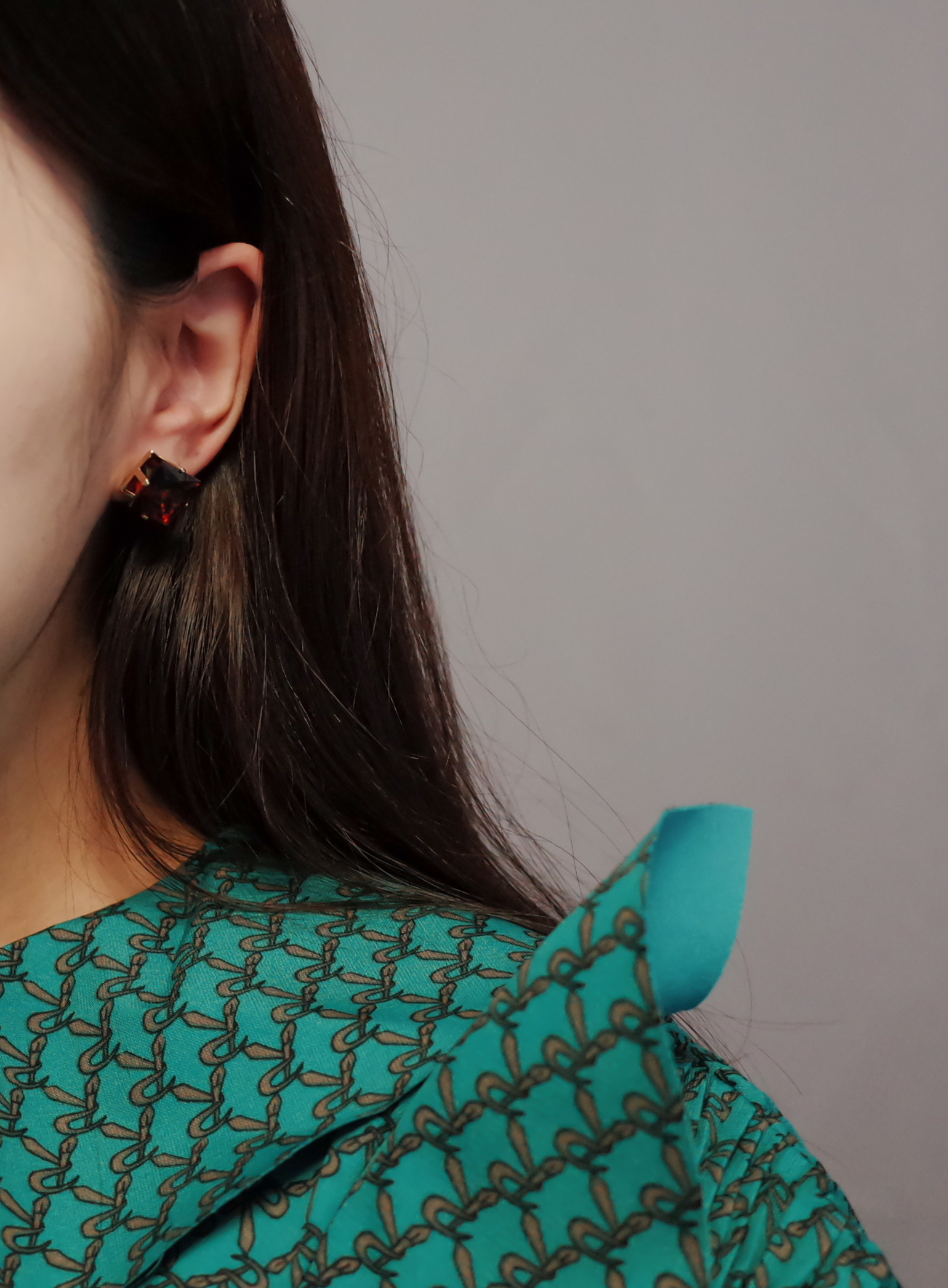 NO.57 Cubic Color Cubic Square Earrings Stylish Ch