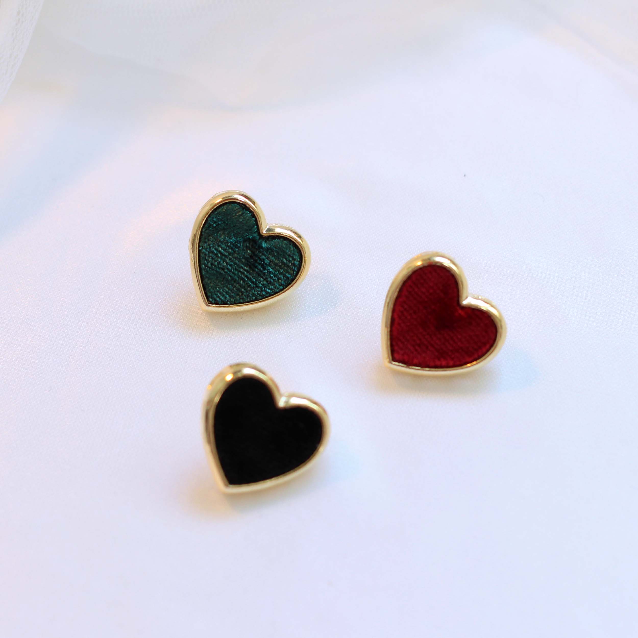 Velvet heart earrings tight 3color Winter Daily Mi