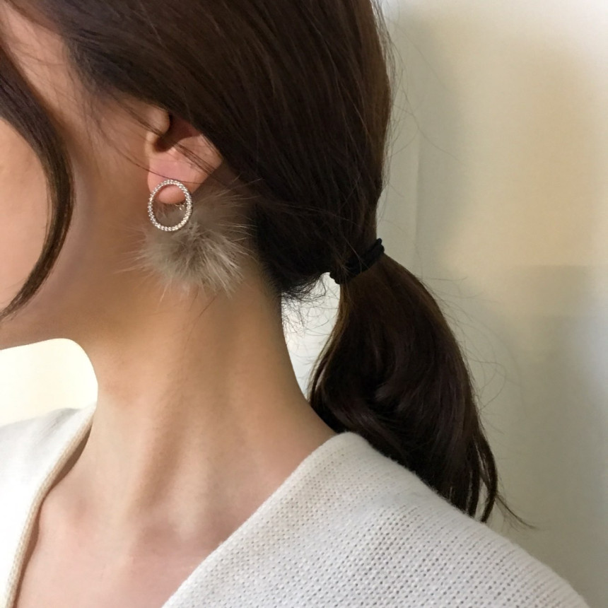 Ronnie Mink Cubic Two-Way Earrings 4color Lovely C