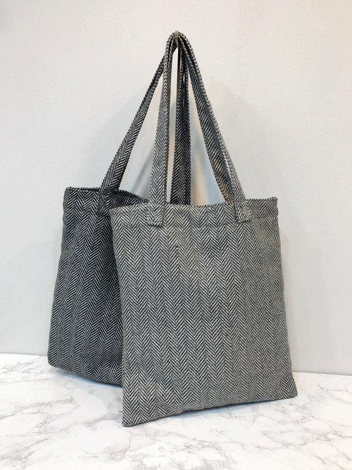 TOTE ECO SHOPPING TRAVEL Herringbone Eco Bag Back 