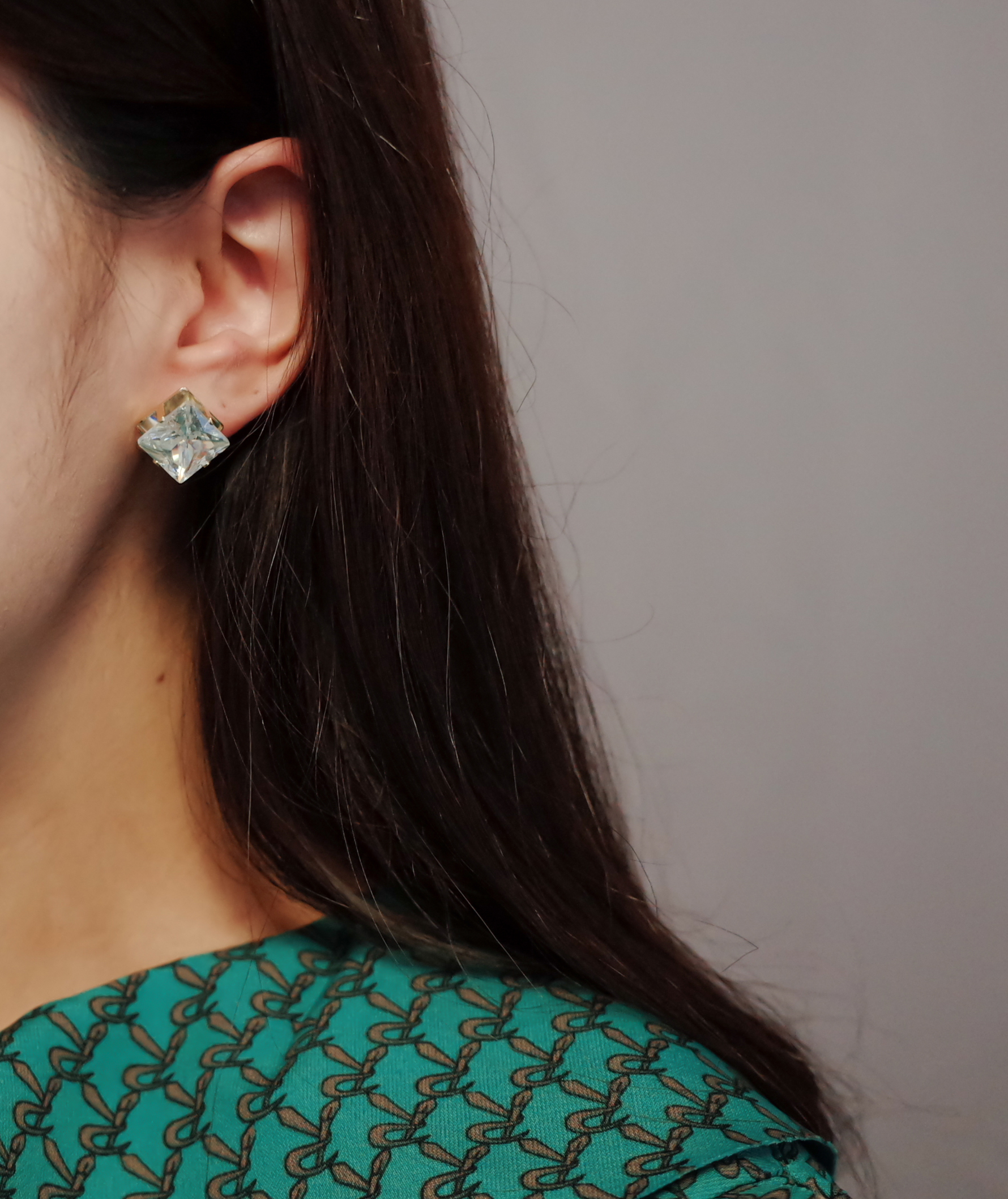 NO.57 Cubic Color Cubic Square Earrings Stylish Ch