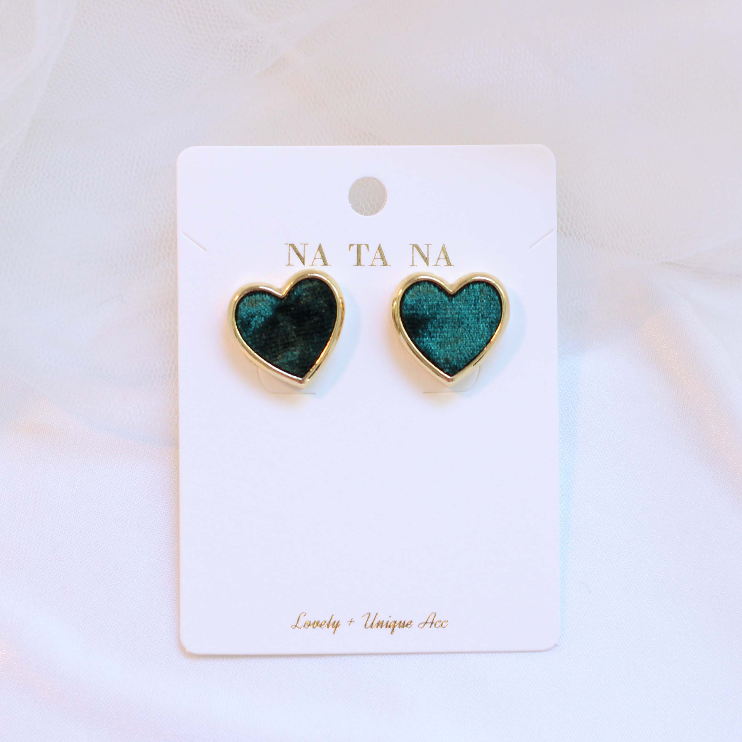 Velvet heart earrings tight 3color Winter Daily Mi