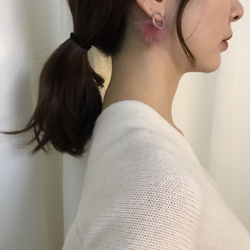 Ronnie Mink Cubic Two-Way Earrings 4color Lovely C