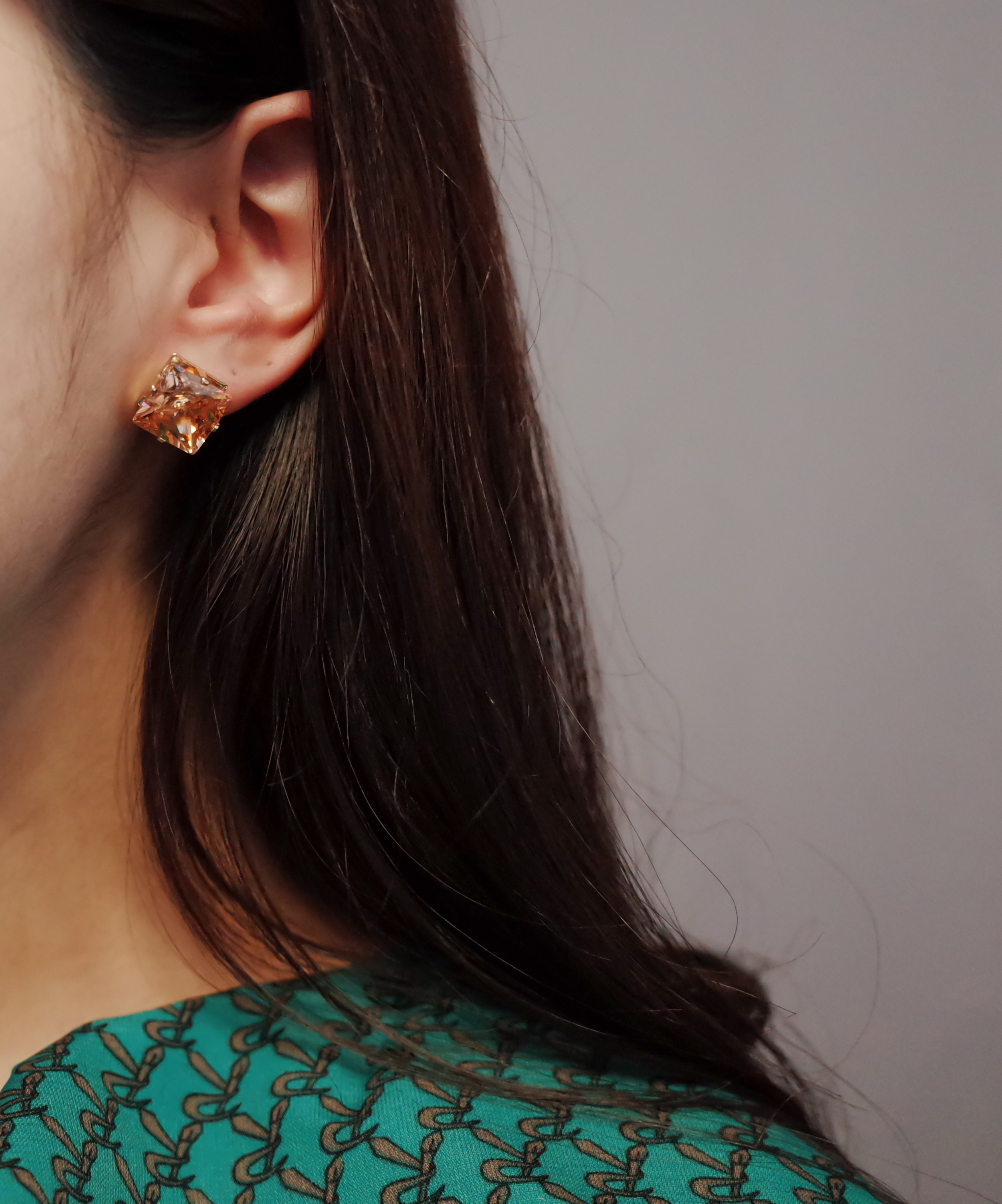 NO.57 Cubic Color Cubic Square Earrings Stylish Ch