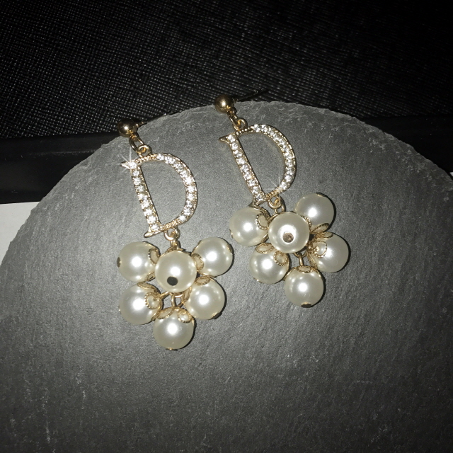 Ear Doubles Double D Pearl Drop Earrings Women Bli
