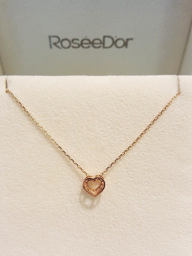 Golddude Rosette White Cubic Pink Gold Necklace -F