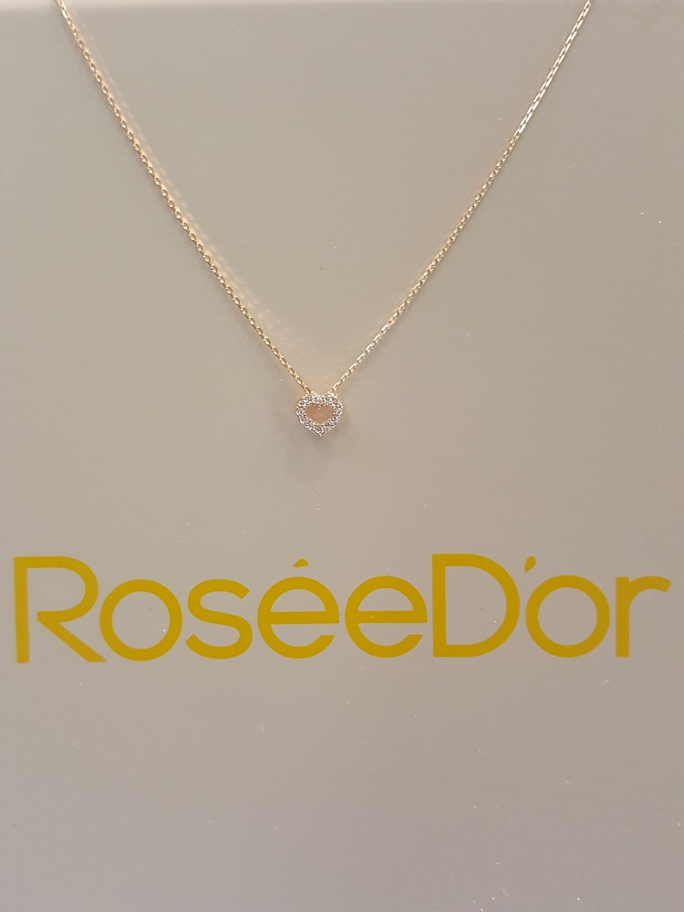 Golddude Rosette White Cubic Pink Gold Necklace -F