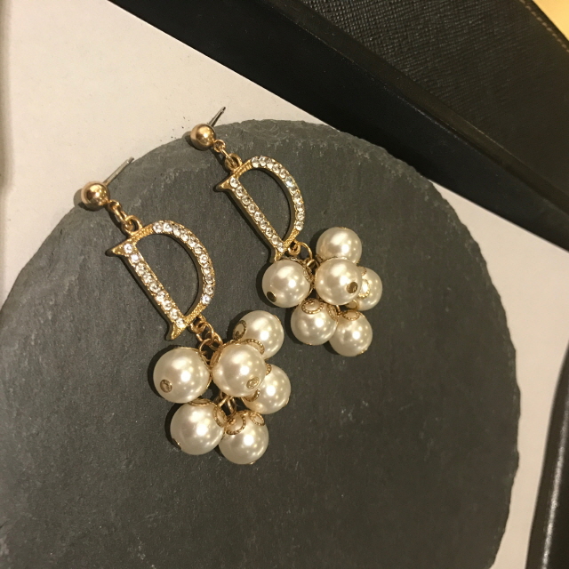 Ear Doubles Double D Pearl Drop Earrings Women Bli