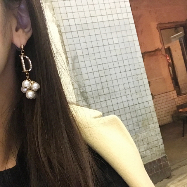 Ear Doubles Double D Pearl Drop Earrings Women Bli