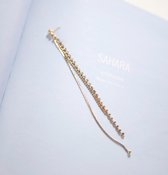 Cubic Triple Long Drop Earrings 2colors Celebrity 