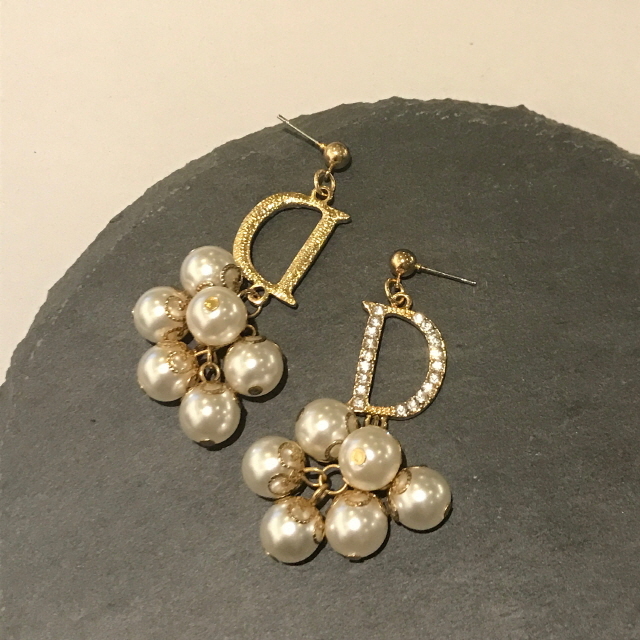 Ear Doubles Double D Pearl Drop Earrings Women Bli