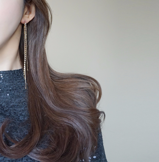 Cubic Triple Long Drop Earrings 2colors Celebrity 