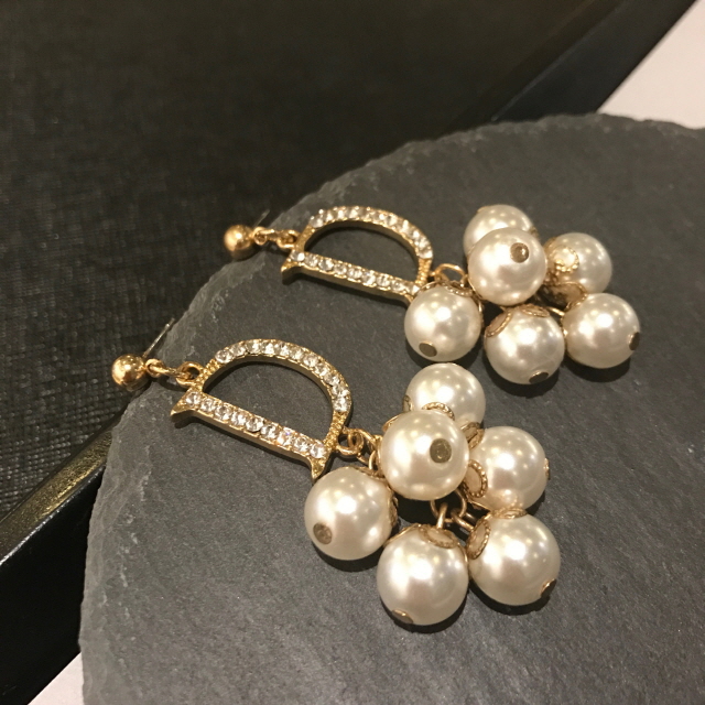 Ear Doubles Double D Pearl Drop Earrings Women Bli