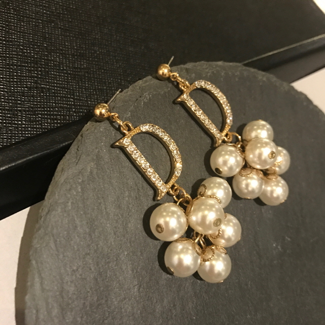 Ear Doubles Double D Pearl Drop Earrings Women Bli
