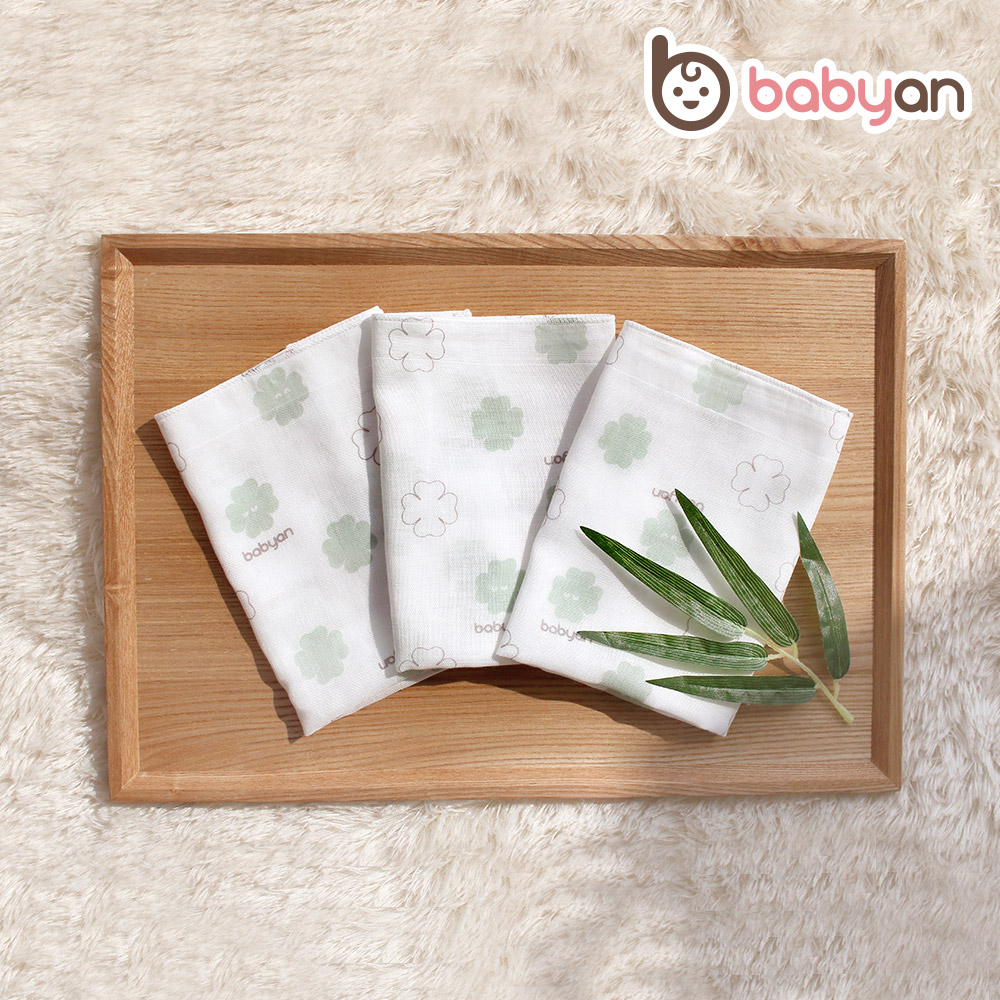 베이비앙 국내산 무형광 신생아 아기 유아 가제 거즈 심볼라인 엠보손수건 5장