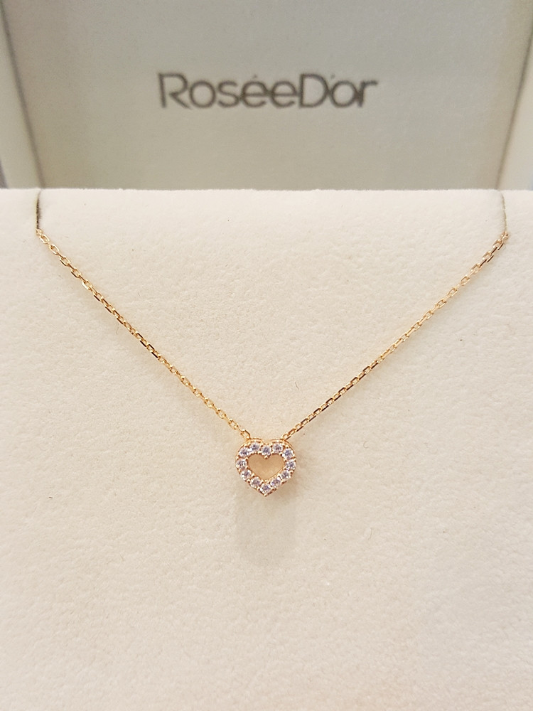 Golddude Rosette White Cubic Pink Gold Necklace -F