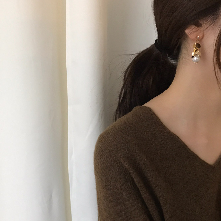 Water lily cubic pearl drop earrings dating fashio