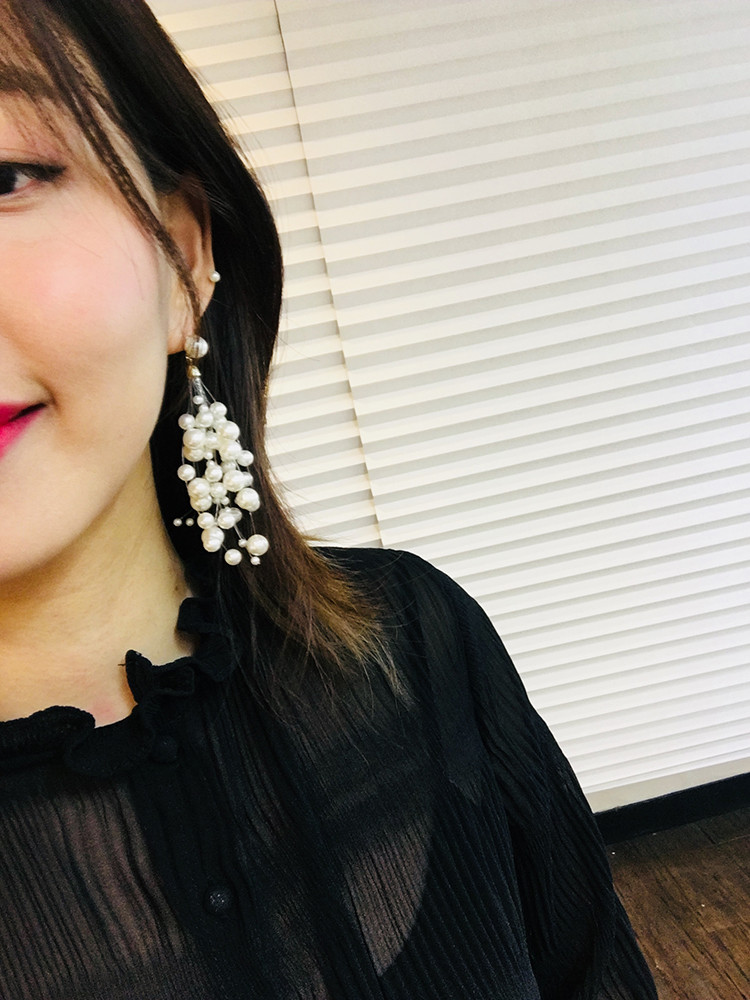 Snow Pearl Pine Big Drop Earrings