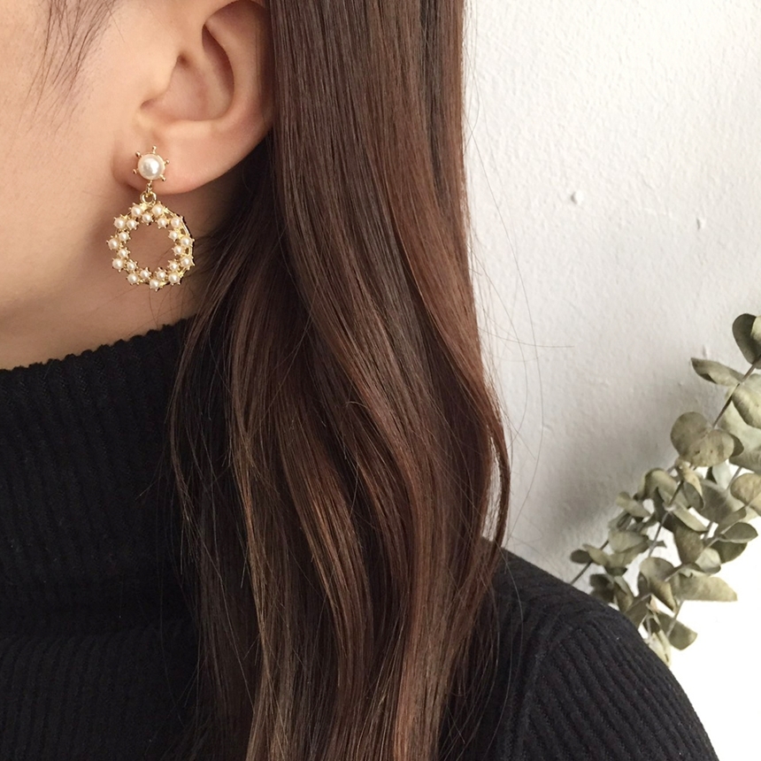 5 kinds of snowflake cubic pearl drop earrings ear