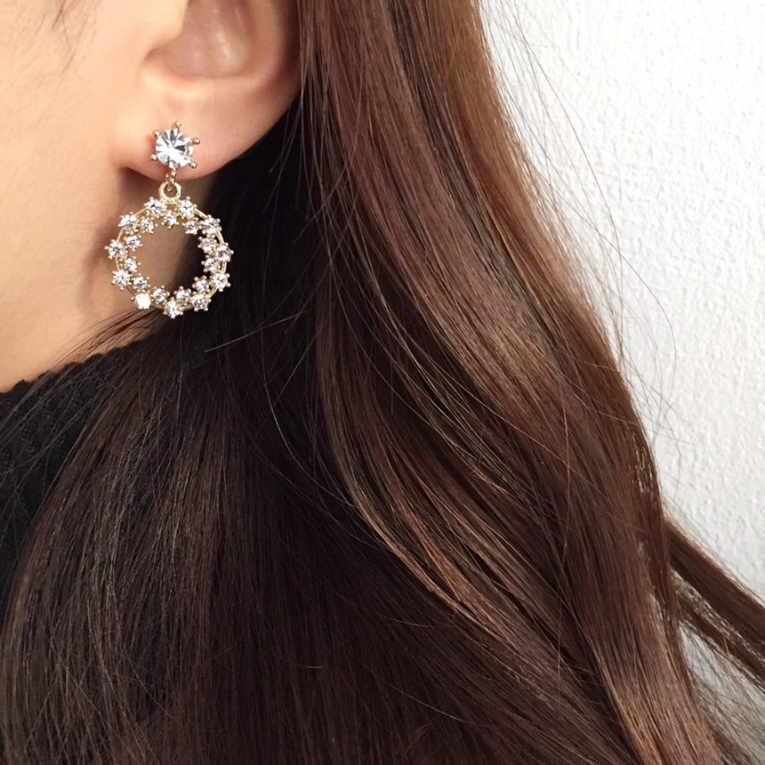 5 kinds of snowflake cubic pearl drop earrings ear