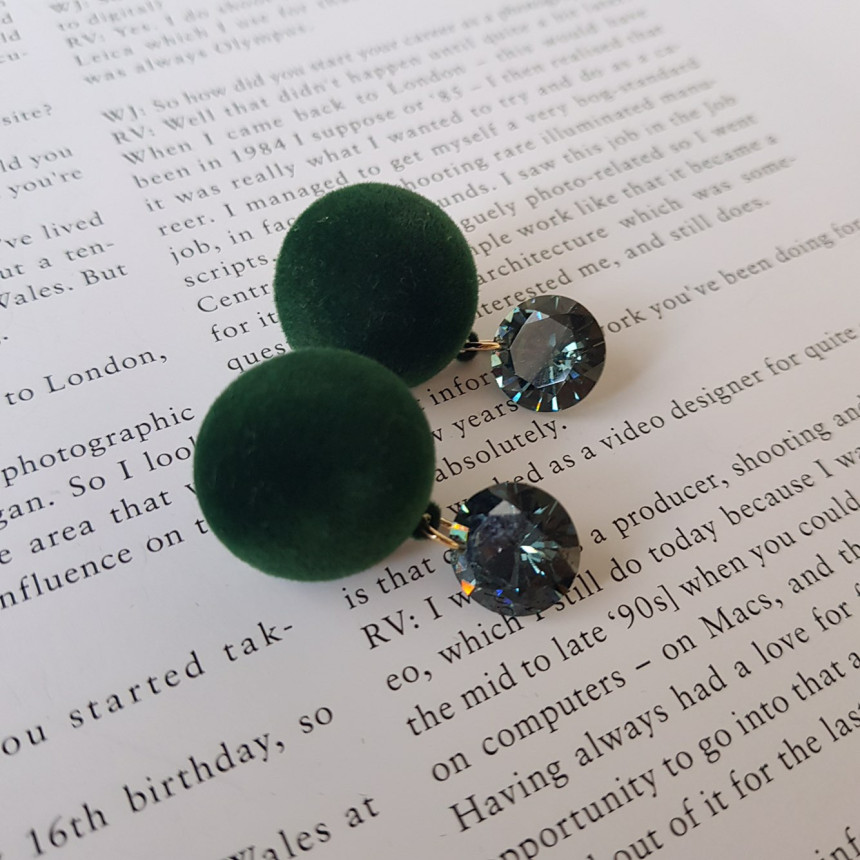 One-piece velvet drop earrings 4color Daily coordi