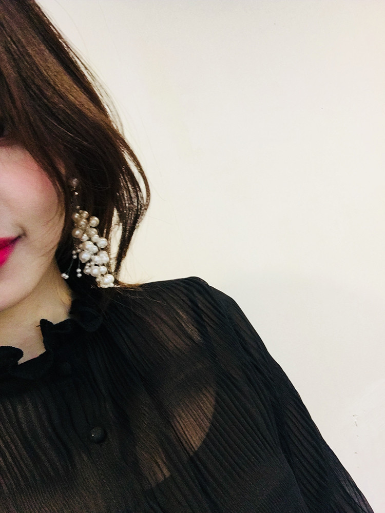 Snow Pearl Pine Big Drop Earrings