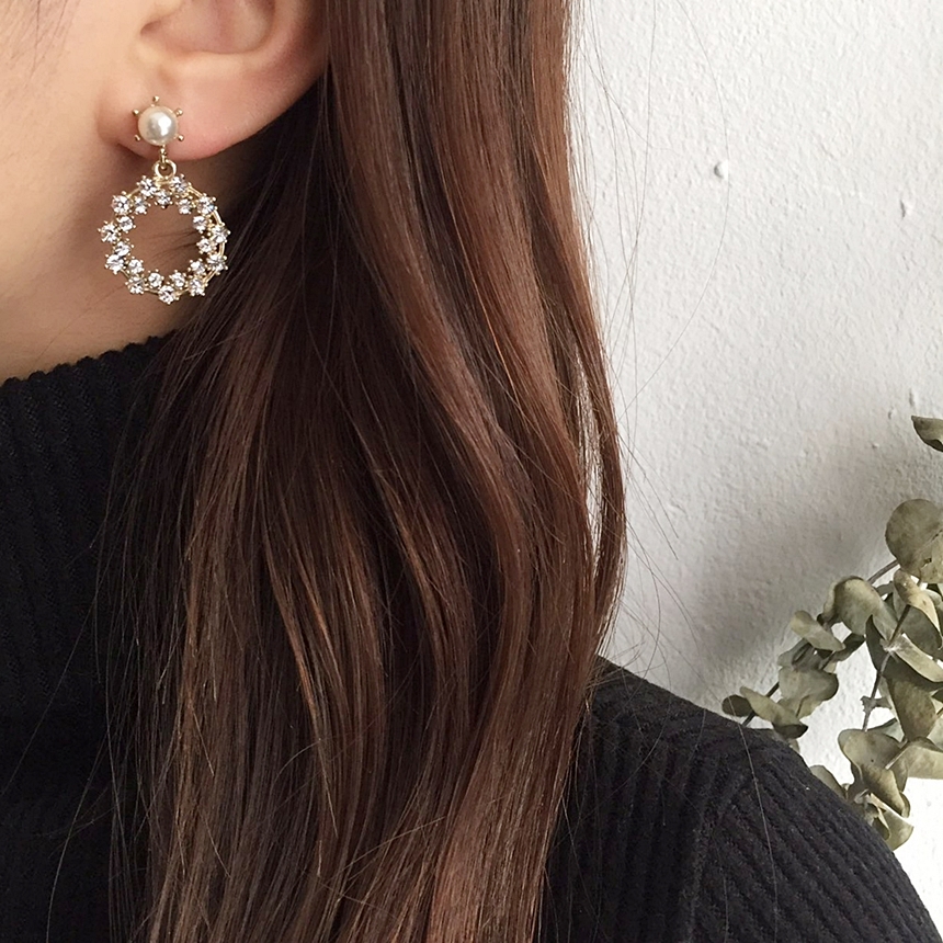 5 kinds of snowflake cubic pearl drop earrings ear