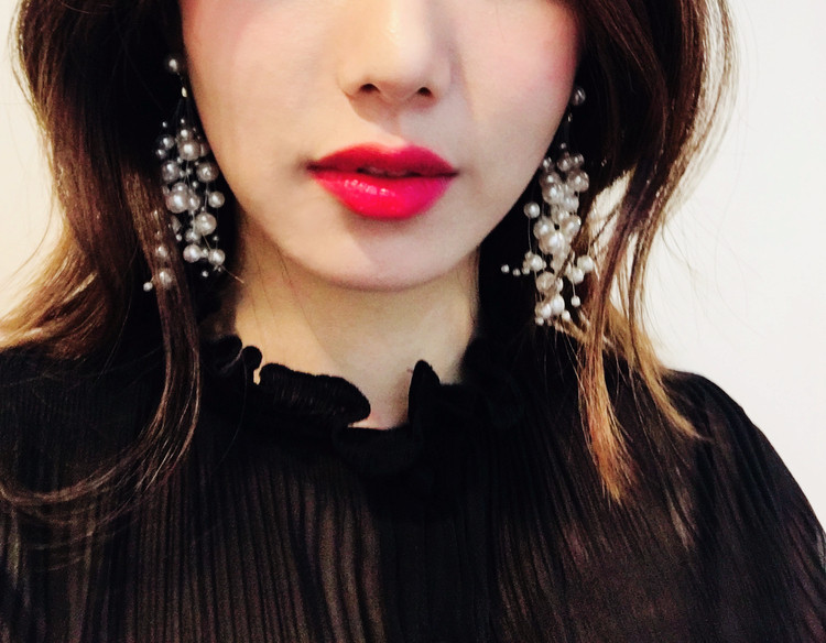 Snow Pearl Pine Big Drop Earrings