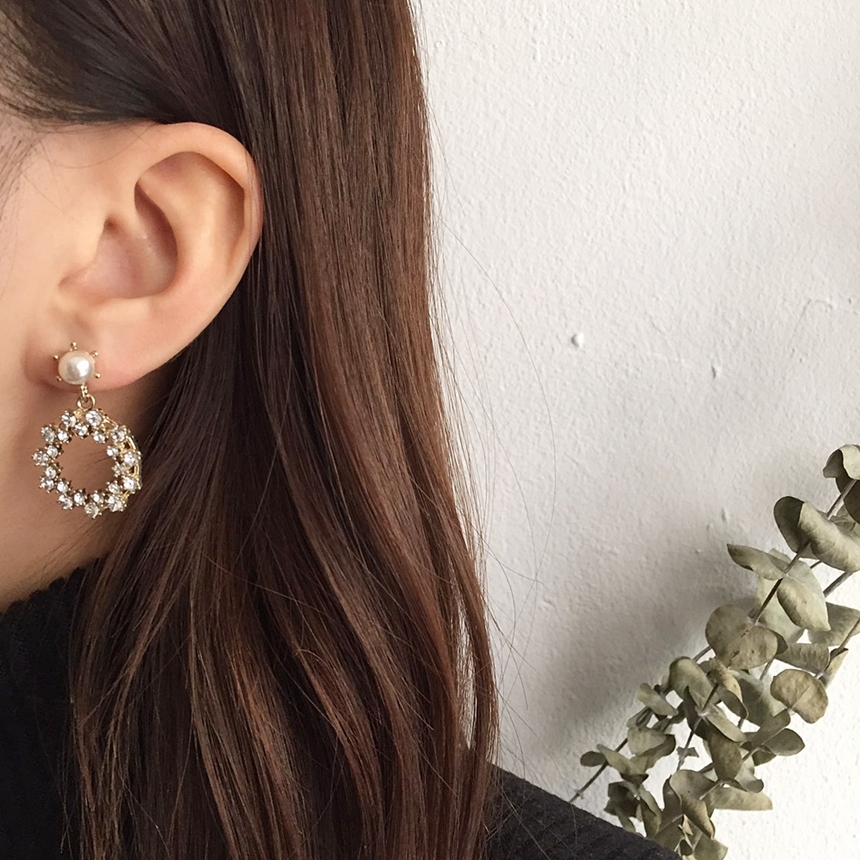 5 kinds of snowflake cubic pearl drop earrings ear
