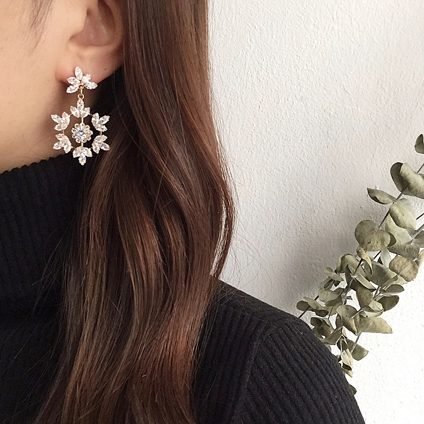5 kinds of snowflake cubic pearl drop earrings ear