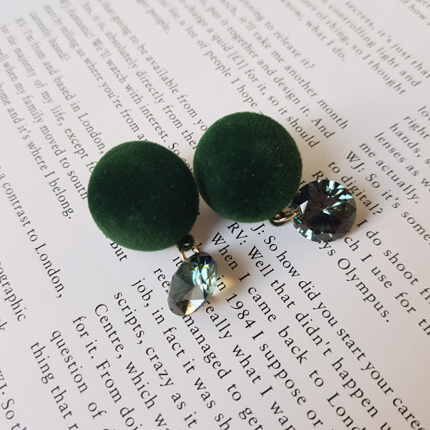 One-piece velvet drop earrings 4color Daily coordi