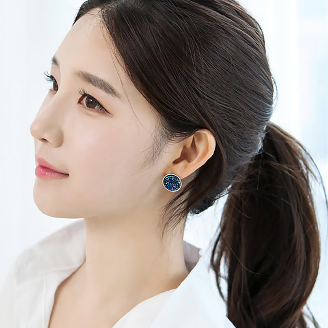 오스트리아 크리스탈 더스트 써클 이어링 (스와로브스키 정품 크리스탈/925실버침) - 상세 이미지 4