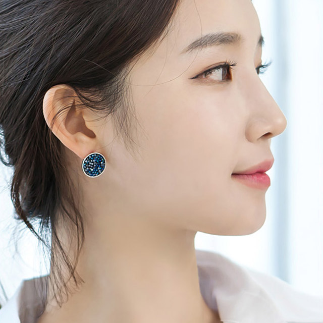 오스트리아 크리스탈 더스트 써클 이어링 (스와로브스키 정품 크리스탈/925실버침) - 상세 이미지 3