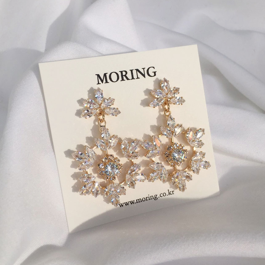 5 kinds of snowflake cubic pearl drop earrings ear