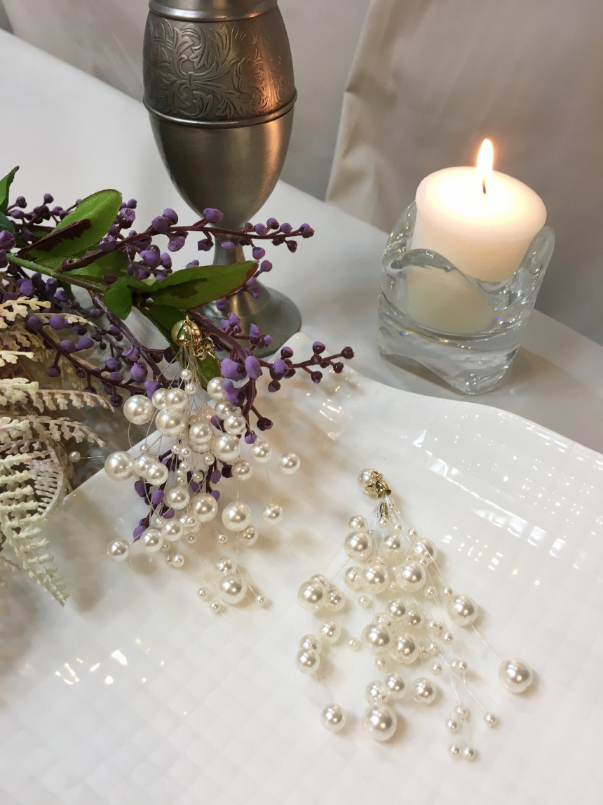 Snow Pearl Pine Big Drop Earrings