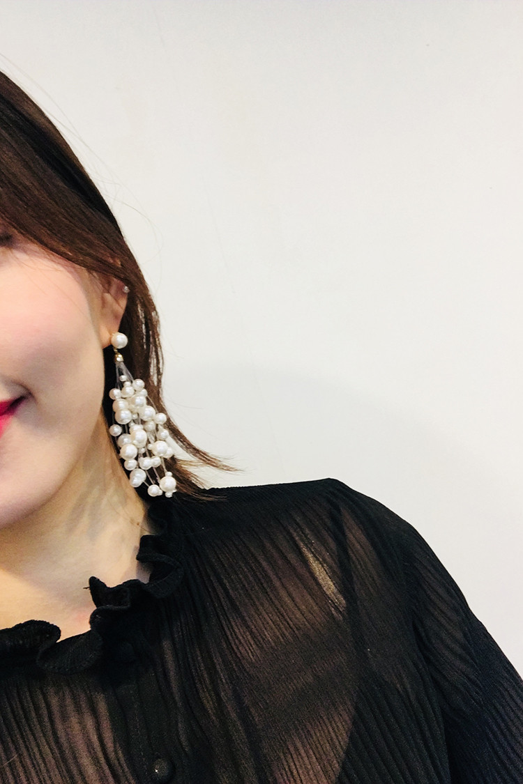 Snow Pearl Pine Big Drop Earrings