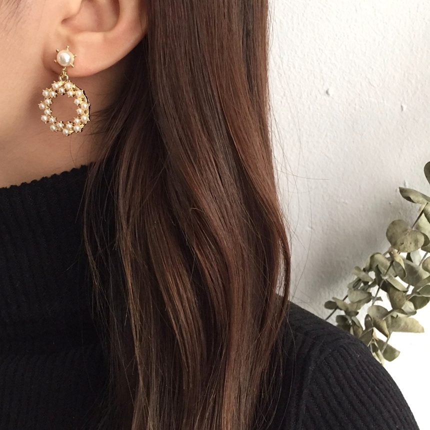 5 kinds of snowflake cubic pearl drop earrings ear