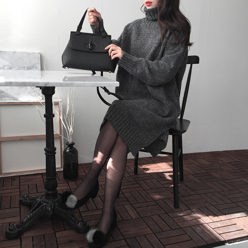 Cosplay Polo Knit One Piece Loose Fit Urun Winter 