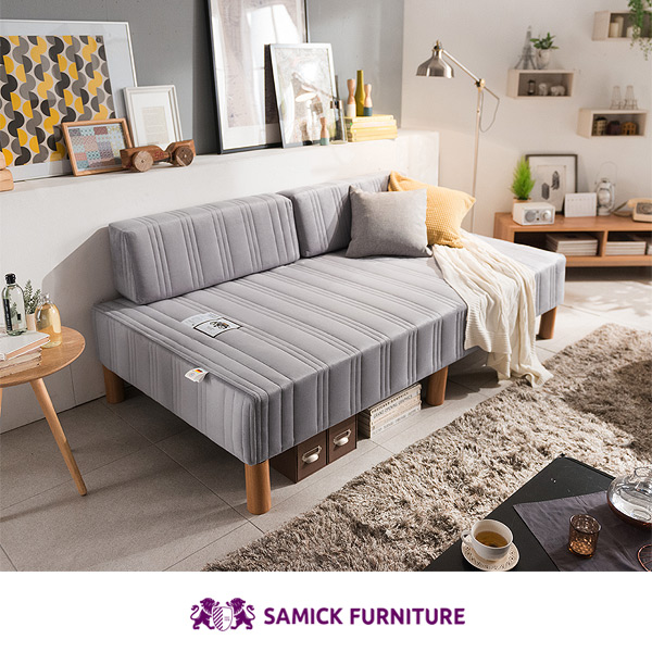 [삼익가구]프렌즈 일체형 독립스프링 슈퍼싱글 소파베드(쿠션2개 포함)