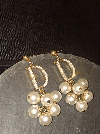 Ear Doubles Double D Pearl Drop Earrings Women Bli