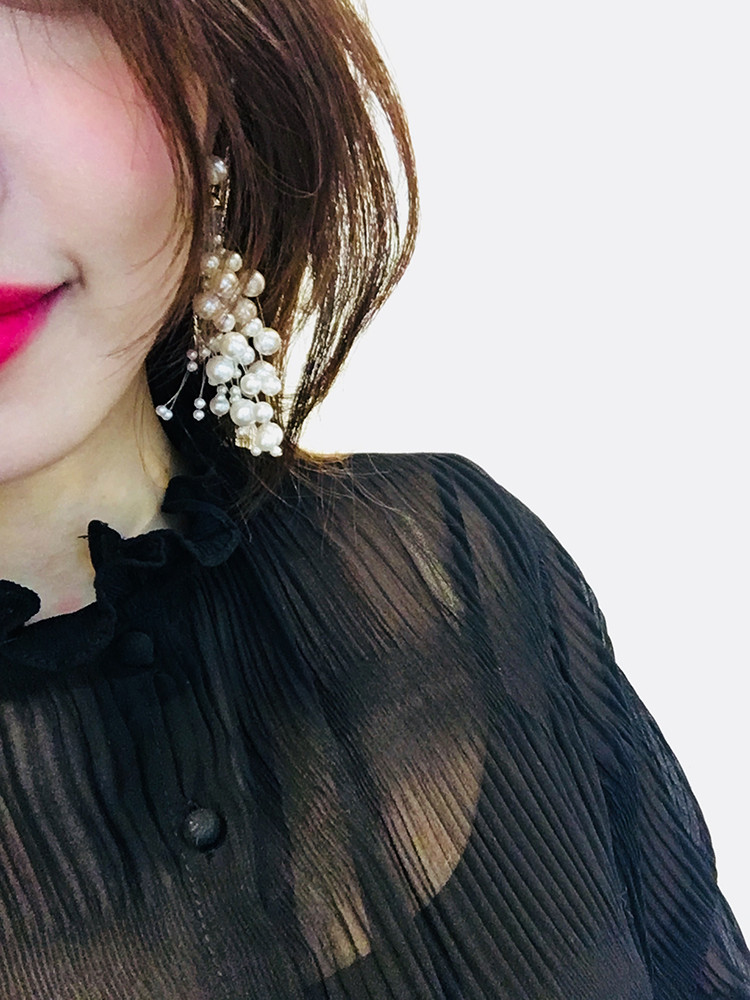 Snow Pearl Pine Big Drop Earrings