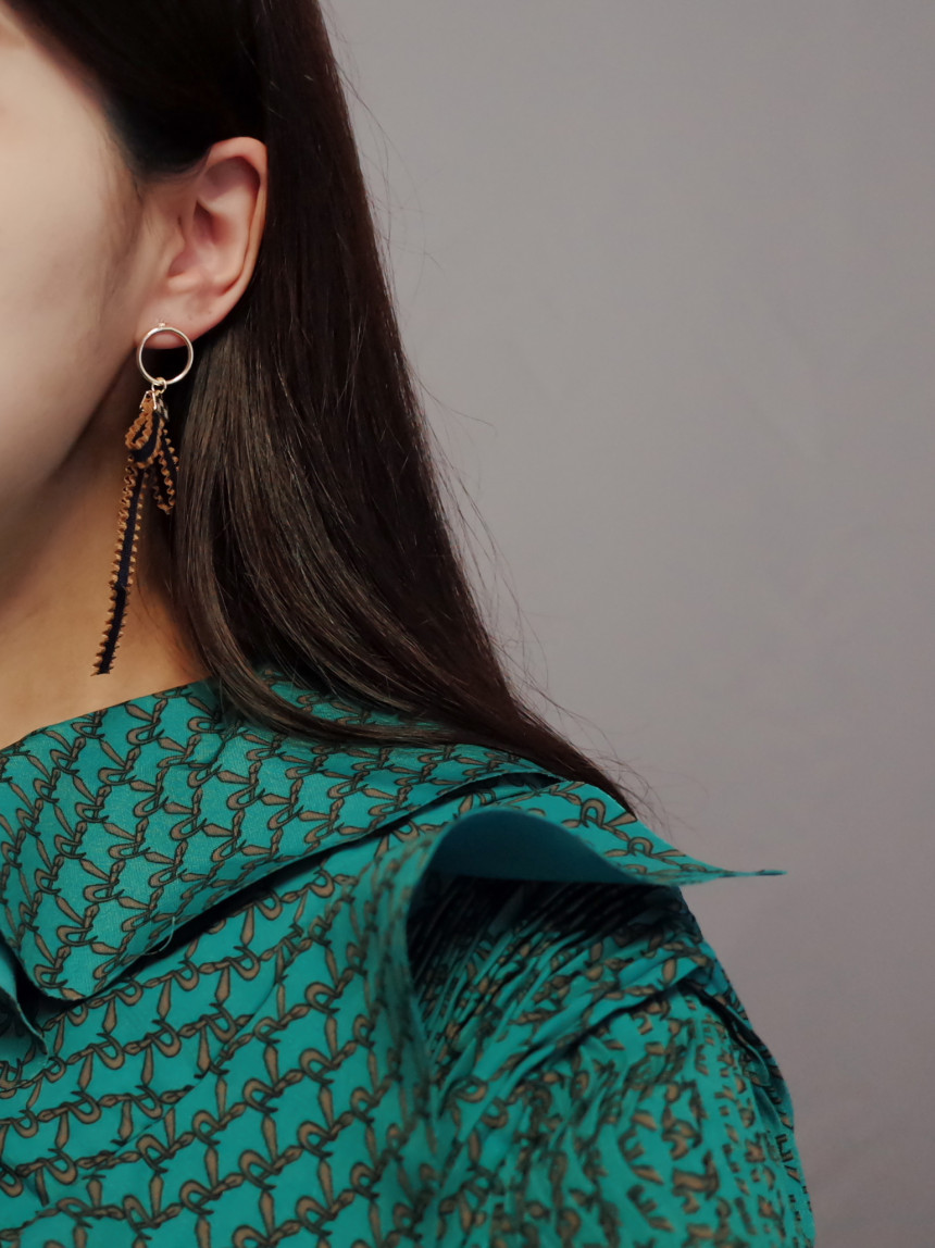 Valentine's Day Color Ribbon Unbalanced Earring