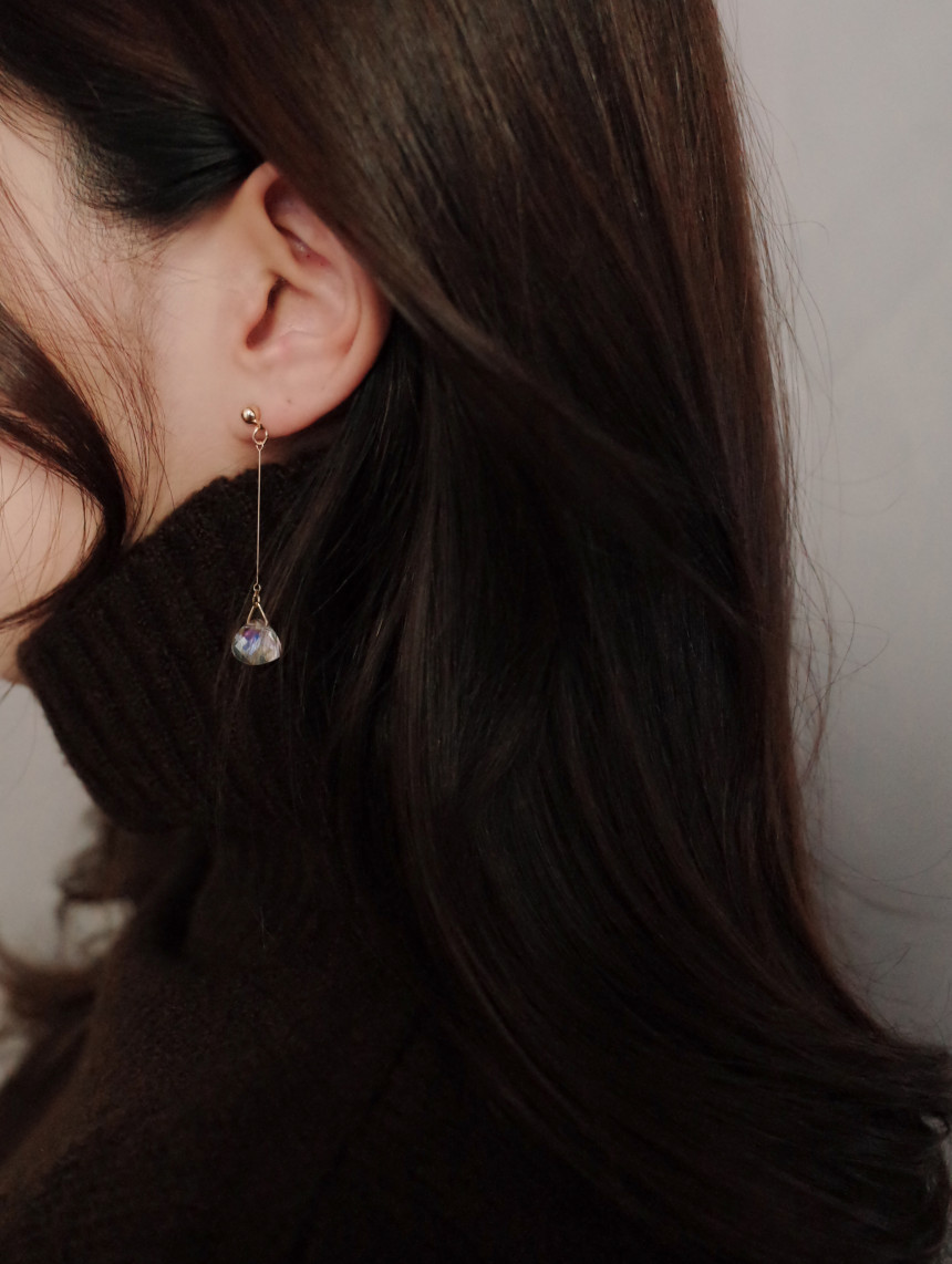 NO.61 Swan Cutting Crystal Drop Earrings Stylish C