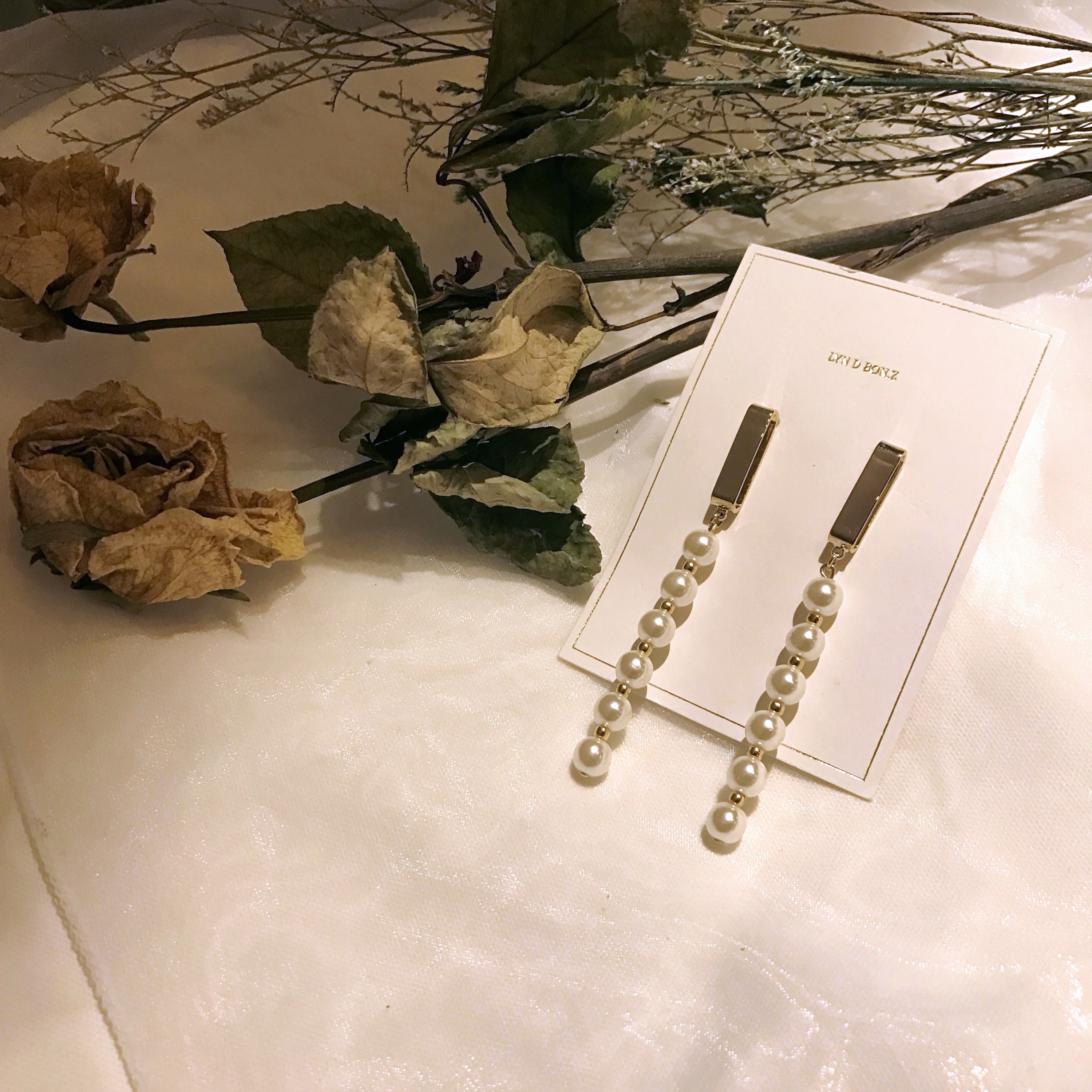 Surreal Steel Gold Pearl Drop Earrings Haitian Luo